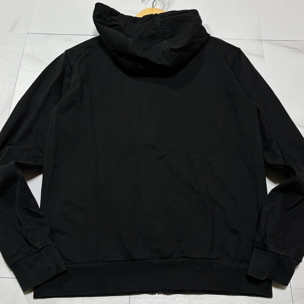 美品/ Lサイズ相當(dāng) EMPORIO ARMANI エンポリオ アルマーニ パーカー EA7 イーグルロゴ 袖デザイン フード ブラック