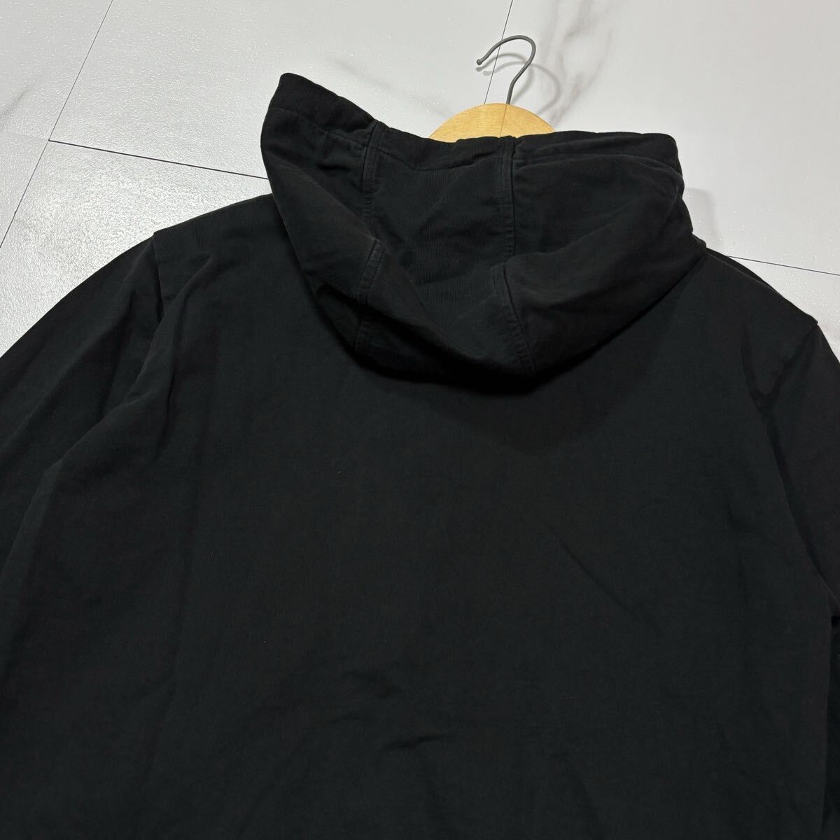 美品/ Lサイズ相當(dāng) EMPORIO ARMANI エンポリオ アルマーニ パーカー EA7 イーグルロゴ 袖デザイン フード ブラック