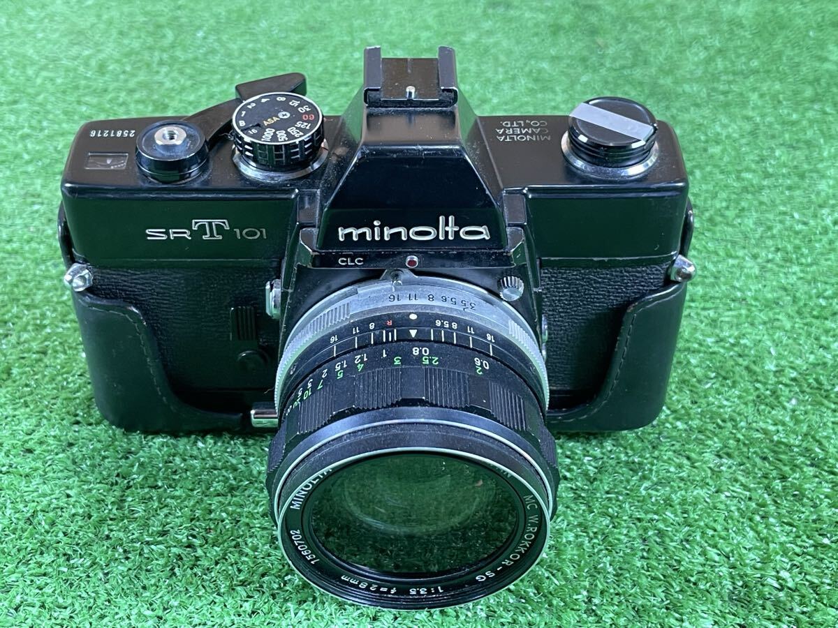 9B98 minolta SR T 101 ミノルタ 一眼レフ フィルムカメラ MC W.ROKKOR-SG 1:3.5 f=28mm 現状品_画像3