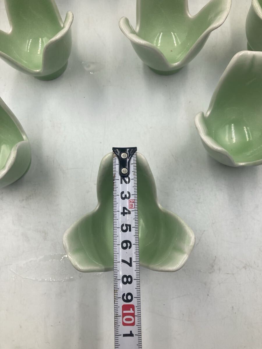 今回限り　12客　希少な緑青磁　山椒割　向付　日本料理　懐石料理　刺身皿　先付け　今回限り最後の在庫です_画像4