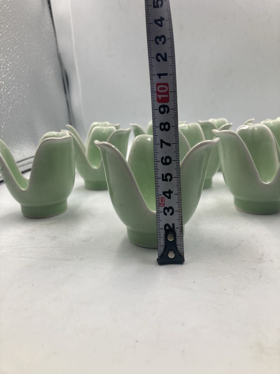 今回限り　12客　希少な緑青磁　山椒割　向付　日本料理　懐石料理　刺身皿　先付け　今回限り最後の在庫です_画像5