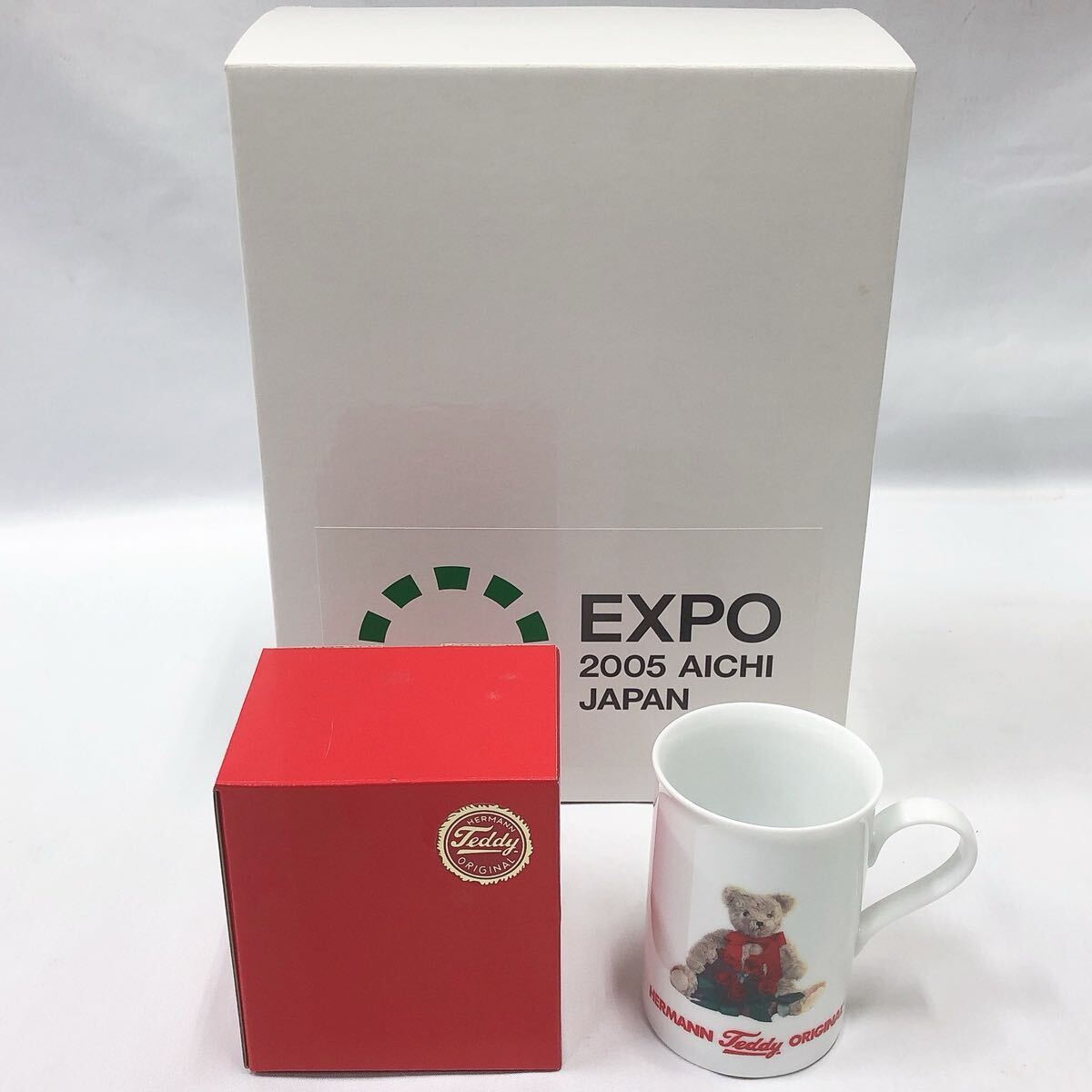 本體美品　HERMANN ハーマン 2005年 愛?地球博 メモリアルテディベア　全長約30cm/マグカップ(未使用) R阿0918
