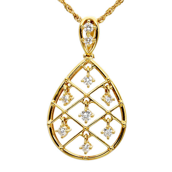 タサキ TASAKI K18YG しずくモチーフ ダイヤモンド スウィング ネックレス 46cm D0.35ct イエローゴールド750 ブランド ジュエリー 女性