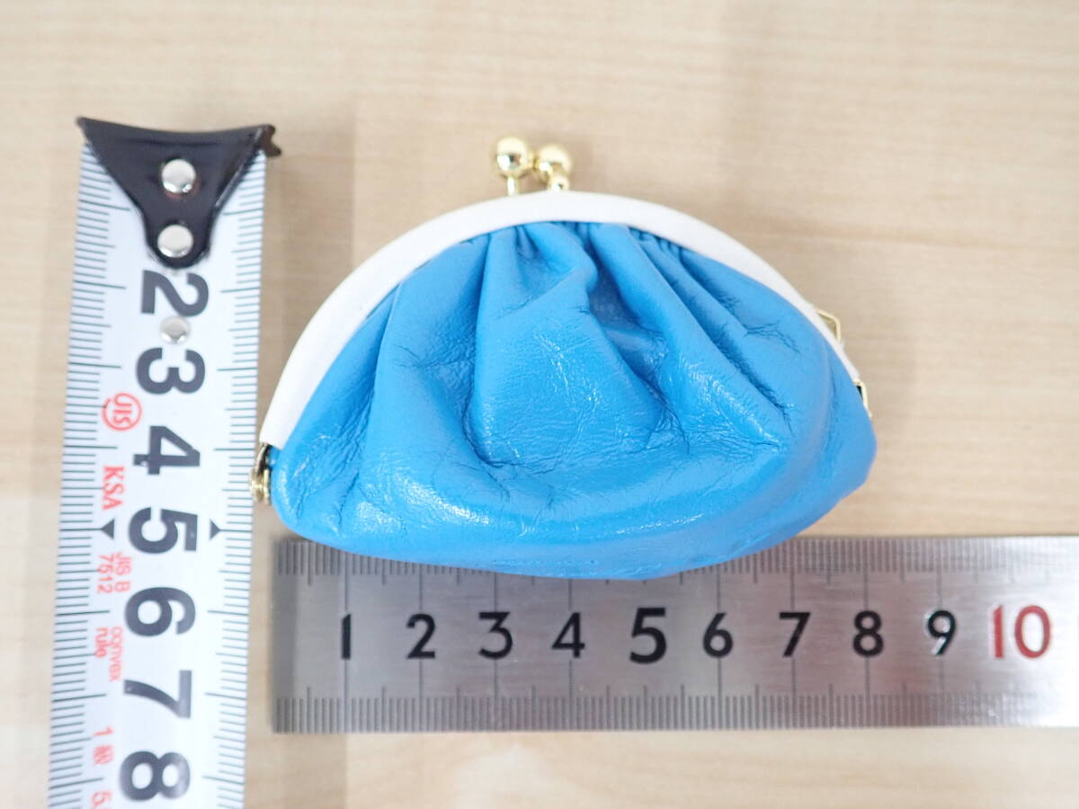 Kitamura キタムラ コインケース 小銭入れ がま口 レザー ブルー系 水色 激安1円スタート