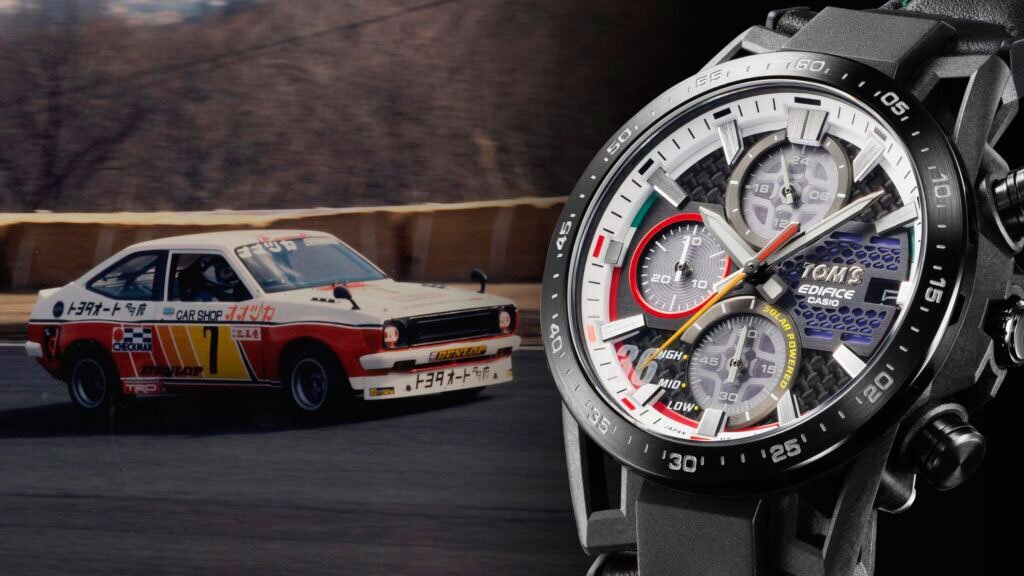 公式TOM'SトヨタTOYOTA 50周年記念限定モデル カシオEDIFICE Wネーム カーボンファイバー 新品1円 ソーラーパワー 100m防水 クロノグラフ