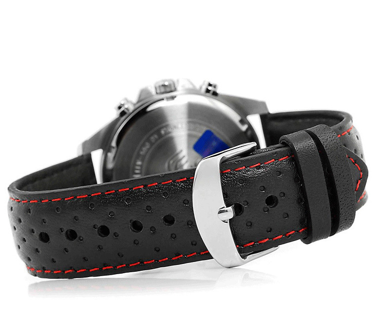 カシオ逆輸入EDIFICEエディフィス 新品1円 歐米モデル精悍ブラック＆レッド100m防水クロノグラフ 腕時(shí)計(jì) 未使用 CASIO メンズ 本物