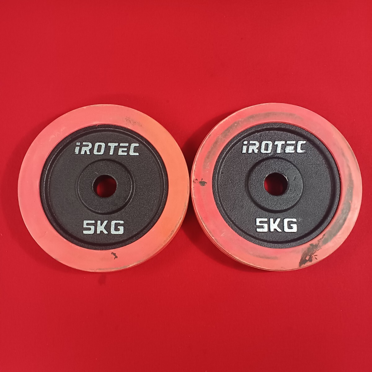 IROTEC アイロテック ラバー付プレート 5kg×2枚 穴径 29mm ダンベル バーベル 筋トレ