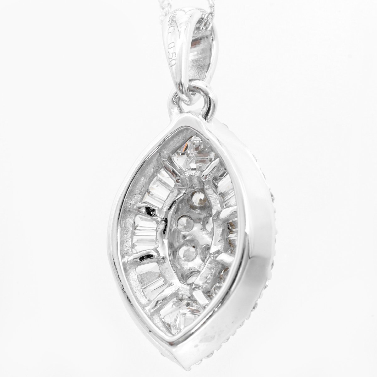 K18WG ダイヤモンド ネックレス 2.2g 0.50▼07C61_画像3