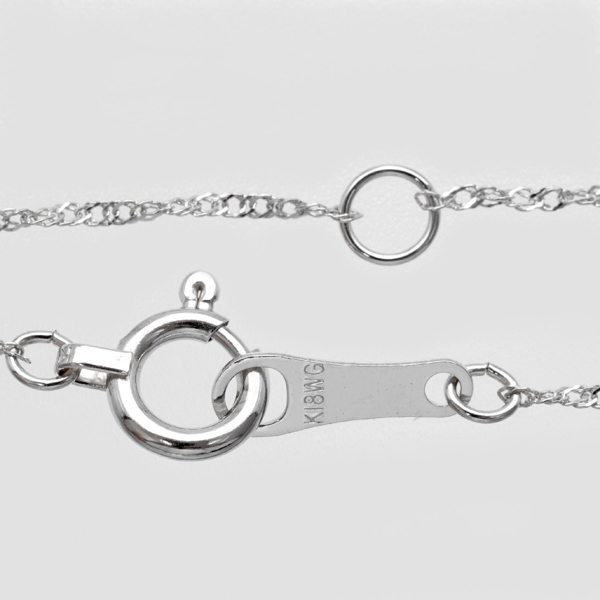 K18WG ダイヤモンド ネックレス 2.2g 0.50▼07C61_画像6