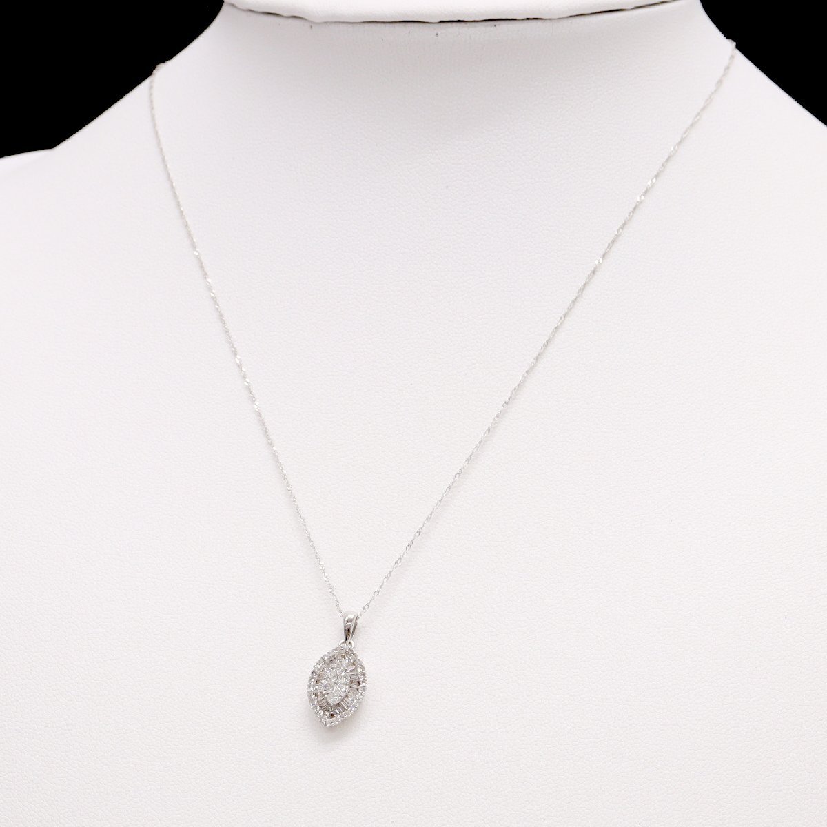 K18WG ダイヤモンド ネックレス 2.2g 0.50▼07C61_画像7