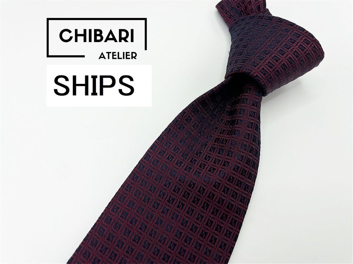 【超美品】SHIPS　シップス　ドット柄 ネクタイ 3本以上 送料無料 メンズ ワインレッド　0901079