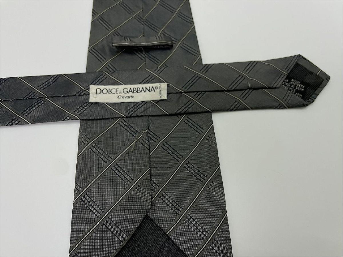 DOLCE&GABBANA　ドルチェ＆ガッバーナ　チェック柄 ネクタイ 3本以上 送料無料 メンズ グレイ　0901067_画像2