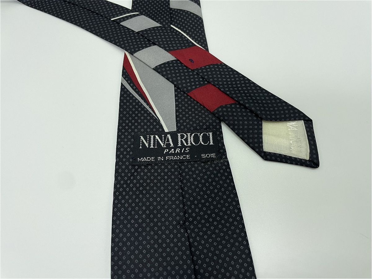 【超美品】NINA RICCI ニナリッチ ドット柄 ネクタイ 3本以上 送料無料 メンズ ブラック 0901073_画像2