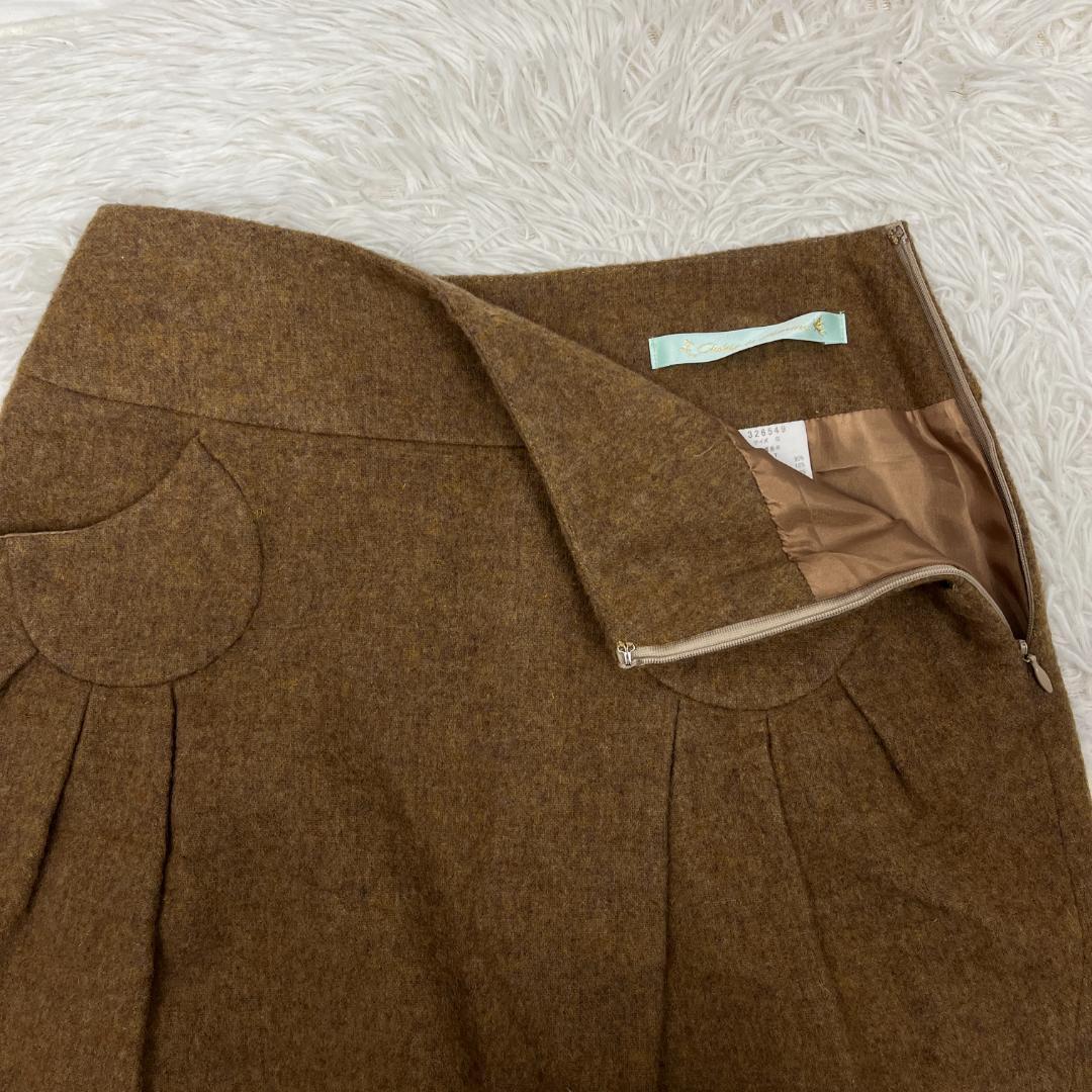【2679】Cherir La femme　シェリーラファム　S　キャメル　日本製　ポケット　上品　大人フェミニン　美シルエット　コクーンミニスカート_画像4