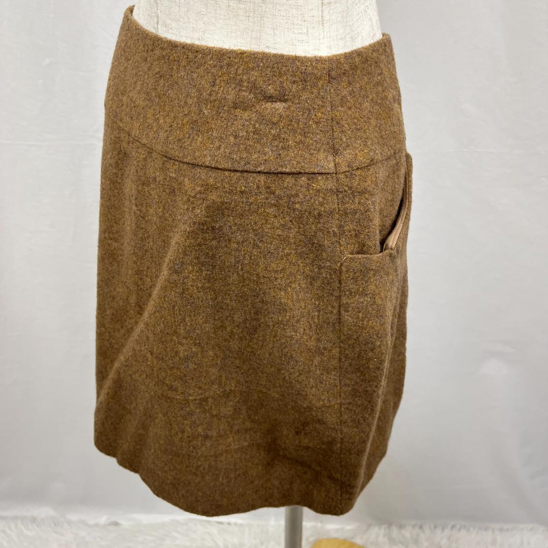 【2679】Cherir La femme　シェリーラファム　S　キャメル　日本製　ポケット　上品　大人フェミニン　美シルエット　コクーンミニスカート_画像7