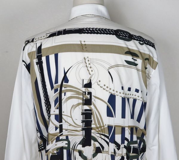 22SS HERMES back print shirt size 17 / 43 エルメス バックプリント シャツ b9789