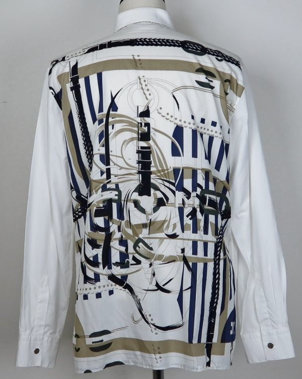 22SS HERMES back print shirt size 17 / 43 エルメス バックプリント シャツ b9789