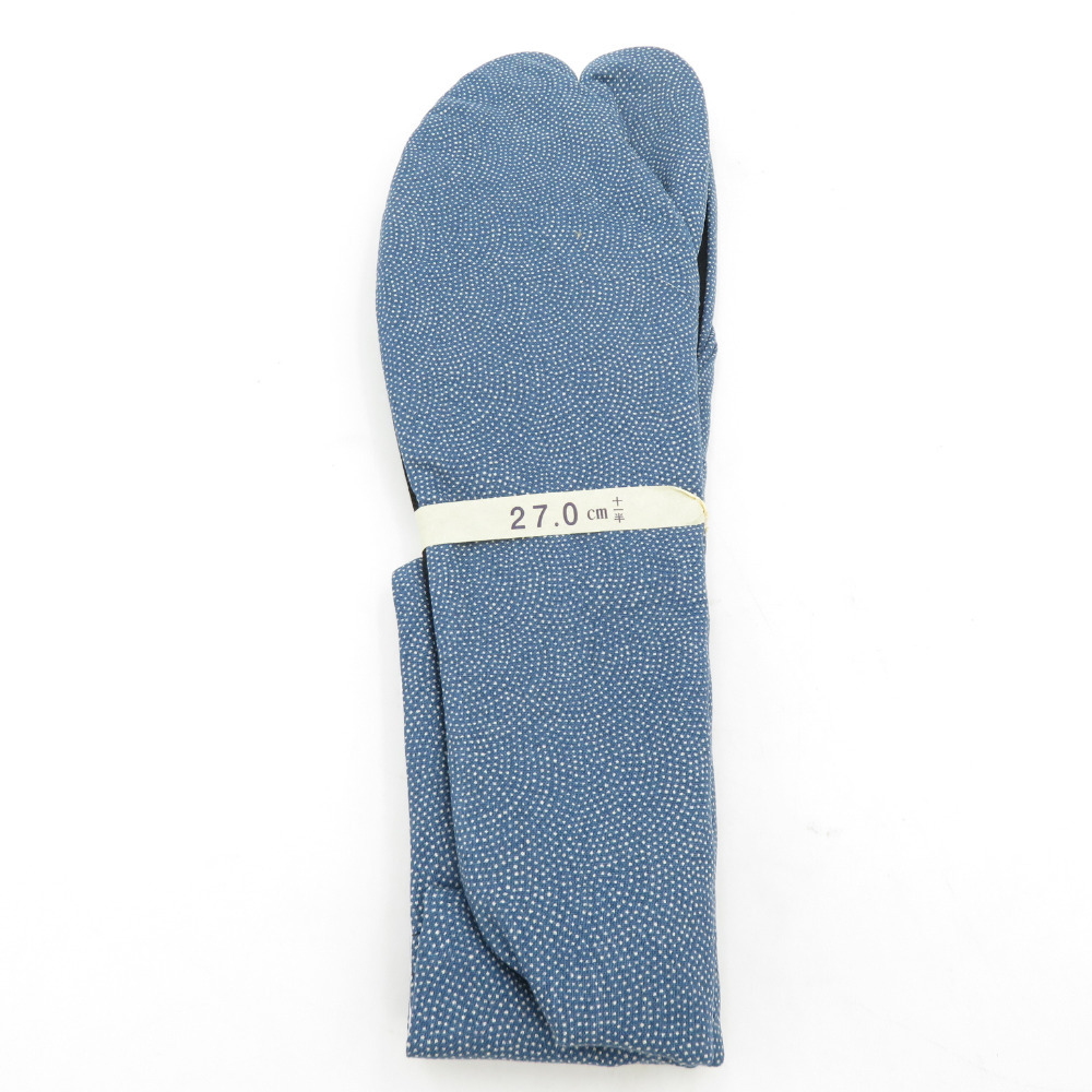 男性用 柄足袋 27.0cm 青色 青海波柄 底面黒色 日本製 たびや 一輪館 綿100％ 4枚こはぜ メンズ 足袋 カジュアル 新品_画像2