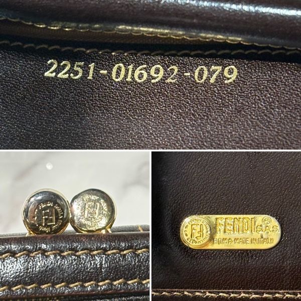 【早い者勝ち】フェンディ 三つ折り財布 ズッカ がま口 キャンバス ブラウン 小銭入れ カードケース お札入れ FENDI #B590_画像6