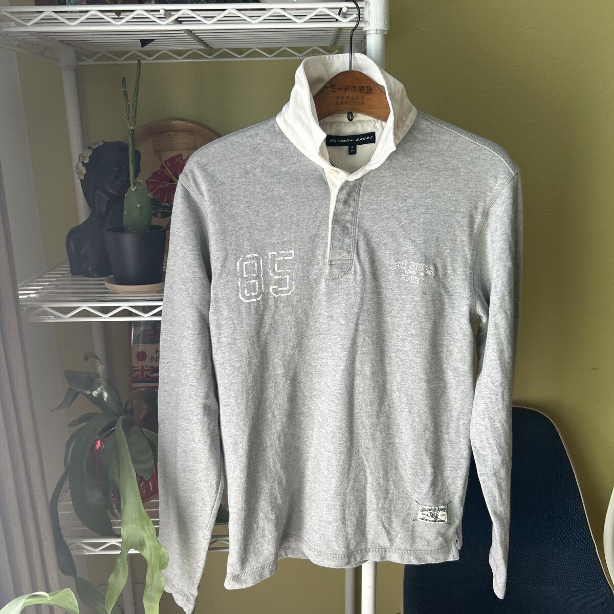 トミーヒルフィガー　長袖ラガーシャツ　グレー　SM_画像2