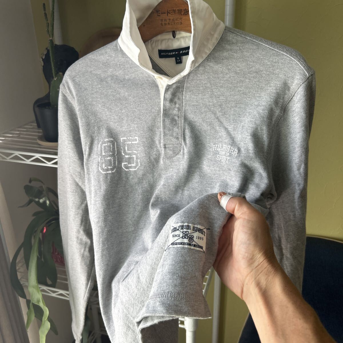 トミーヒルフィガー　長袖ラガーシャツ　グレー　SM_画像7
