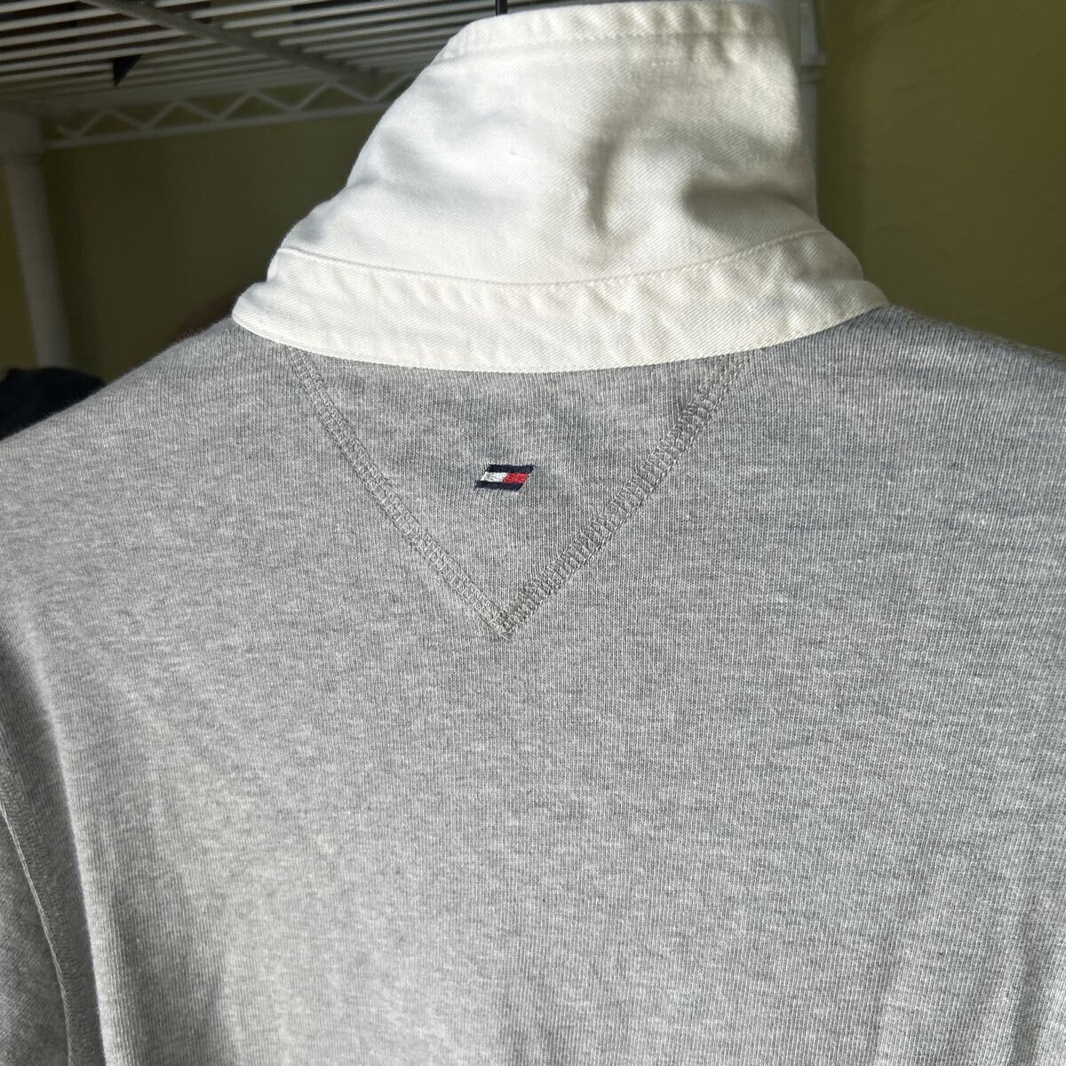 トミーヒルフィガー　長袖ラガーシャツ　グレー　SM_画像8