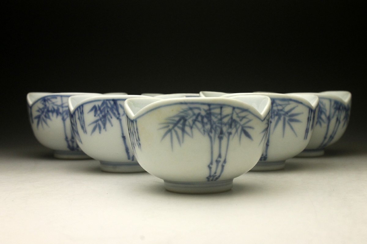 [ более .] Kyoyaki белый фарфор с синим рисунком бамбук документ сломан плоды зантоксилума направление есть .(6 покупатель )* маленькая миска времена предмет чай . камень . камень инструмент < включение в покупку возможно >