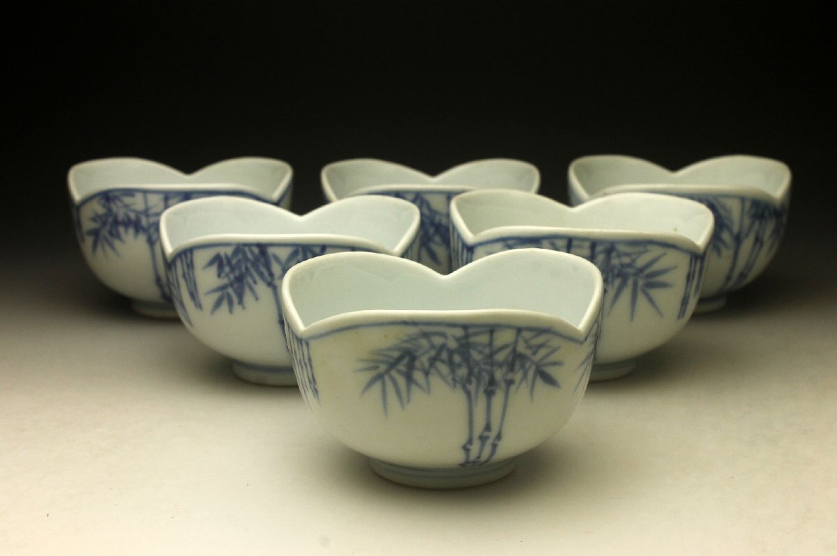 [ более .] Kyoyaki белый фарфор с синим рисунком бамбук документ сломан плоды зантоксилума направление есть .(6 покупатель )* маленькая миска времена предмет чай . камень . камень инструмент < включение в покупку возможно >