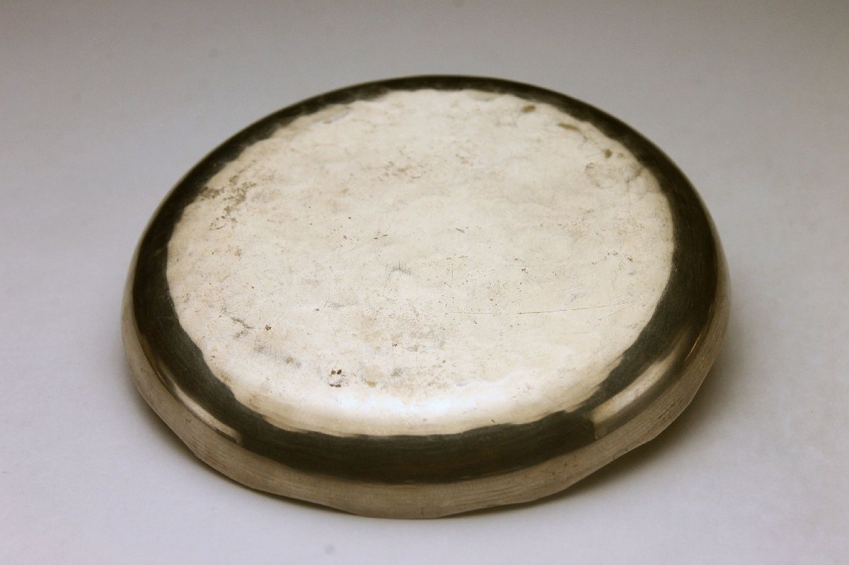 【余韻】 時代物 いぶし銀 銅造 輪花 小皿 豆皿 6客揃★無傷美品 茶道具＜同梱可＞_画像7