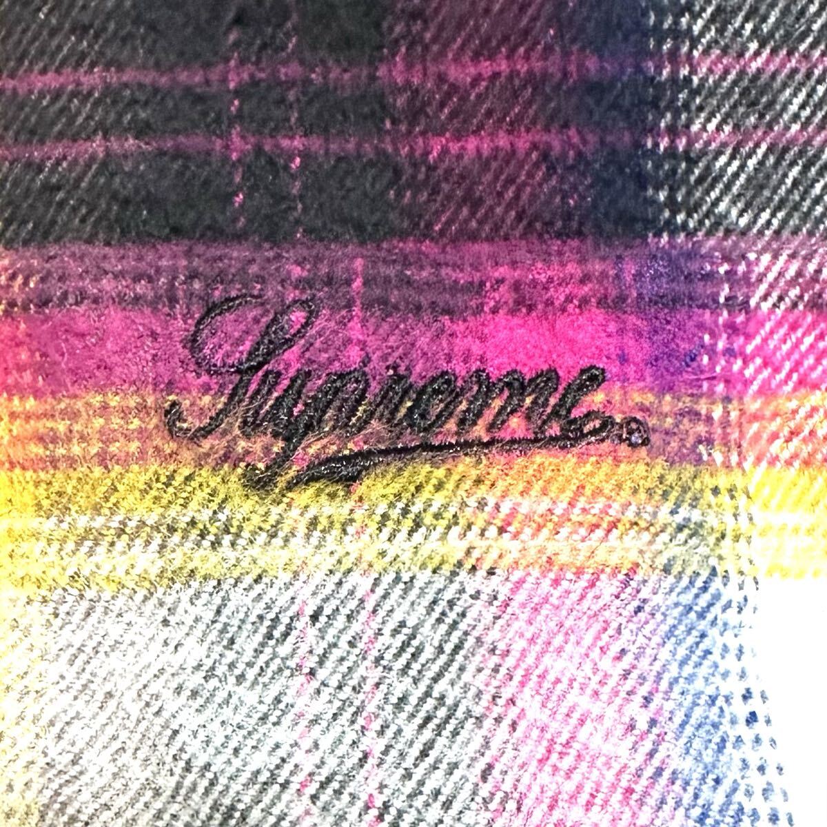 supreme 24SS Shadow Plaid Flannel Zip Up Shirt シャドー プレイド チェック フランネル ジップアップ ネルシャツ ジップシャツ L マルチ_画像6
