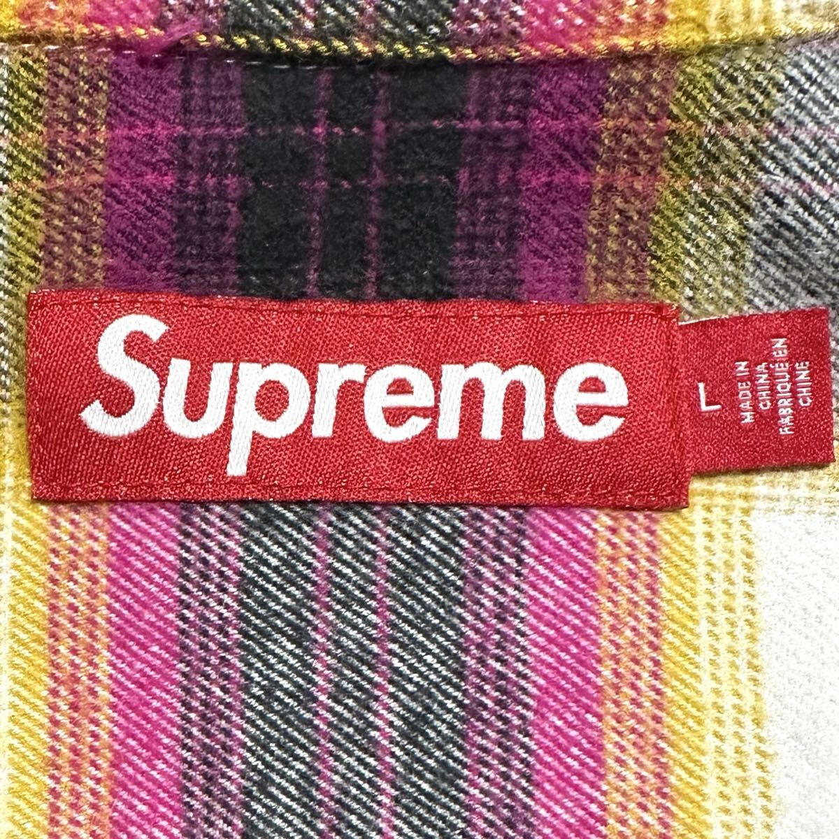 supreme 24SS Shadow Plaid Flannel Zip Up Shirt シャドー プレイド チェック フランネル ジップアップ ネルシャツ ジップシャツ L マルチ_画像7