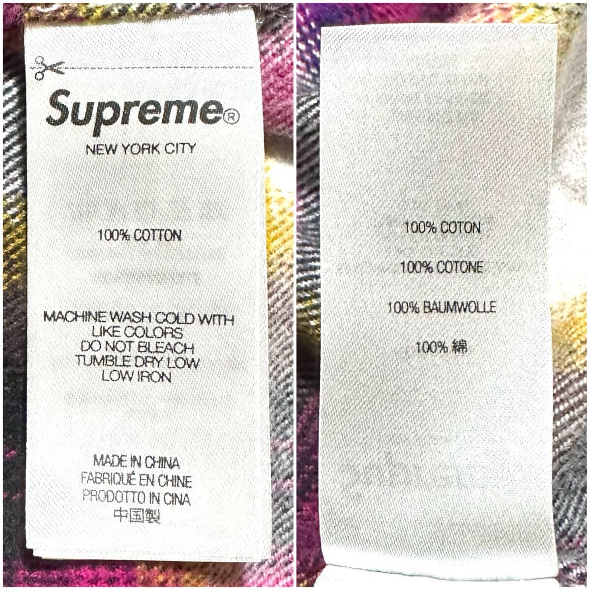 supreme 24SS Shadow Plaid Flannel Zip Up Shirt シャドー プレイド チェック フランネル ジップアップ ネルシャツ ジップシャツ L マルチ_画像8