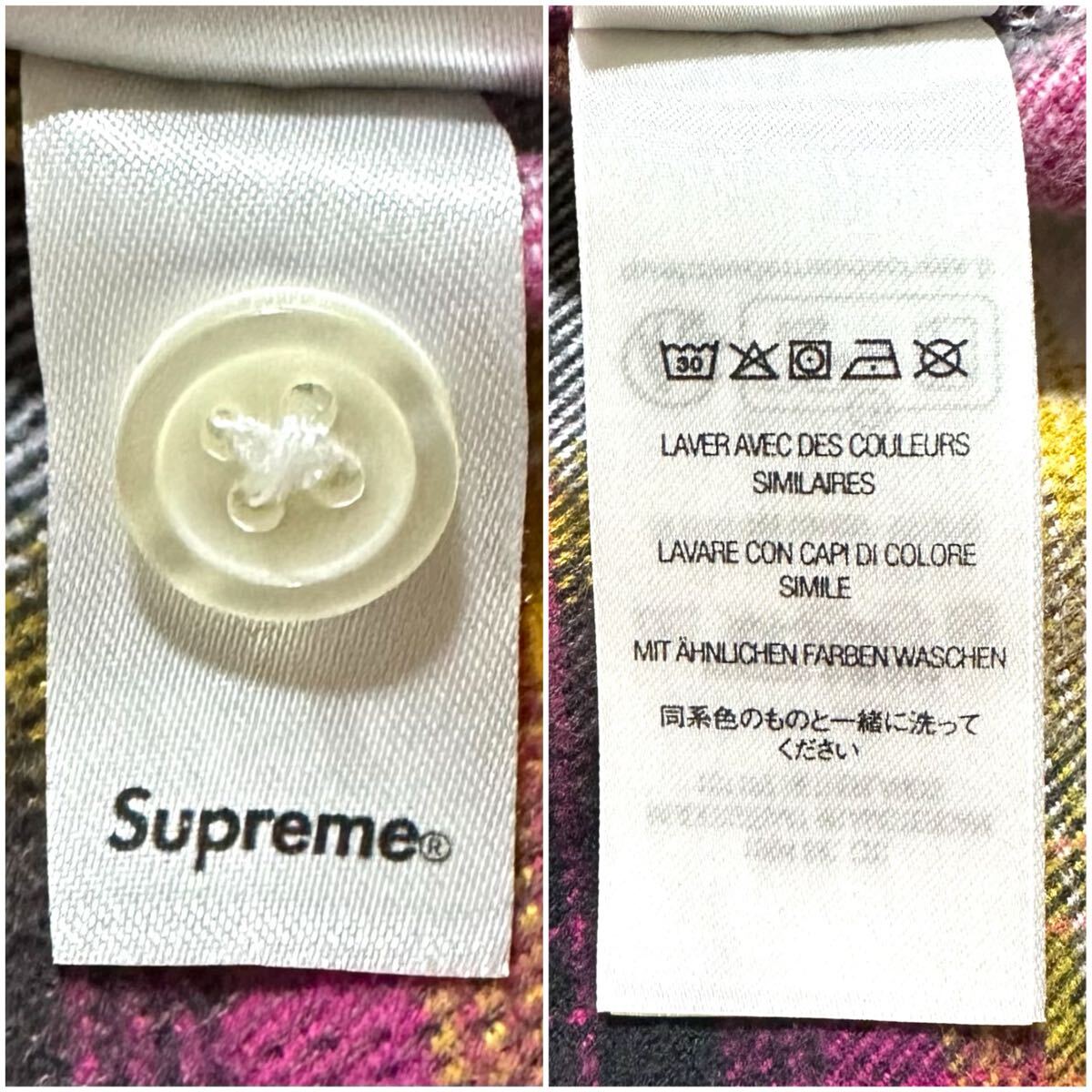 supreme 24SS Shadow Plaid Flannel Zip Up Shirt シャドー プレイド チェック フランネル ジップアップ ネルシャツ ジップシャツ L マルチ_画像9