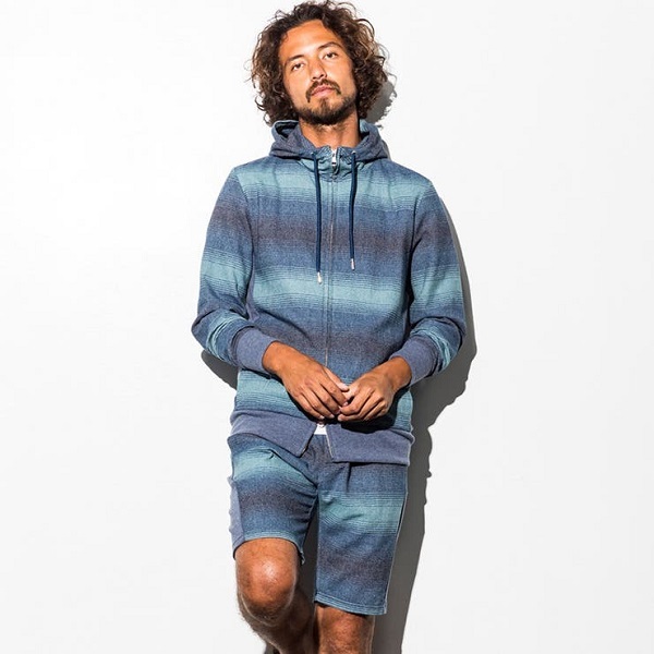 ◆AKM ランダムボーダー パーカー & ハーフパンツ セットアップ エイケイエム スウェット パーカー ショートパンツ ゴルフ パンツ◆_画像1