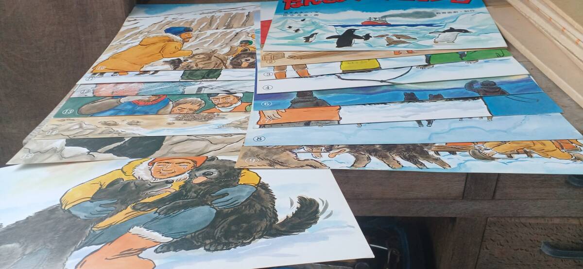 ！秀品！紙芝居「なんきょくのタロとジロ」縦２７０×横３８３ミリ（詳細不明）_画像3