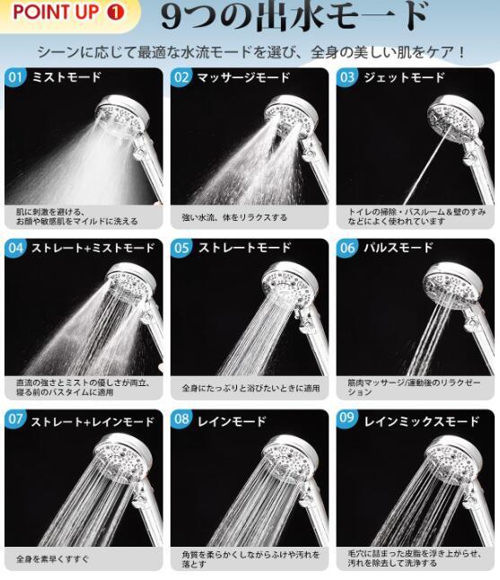 シャワーヘッド マイクロナノバブル 【20259段階モードブラシ付90%節水】_画像3