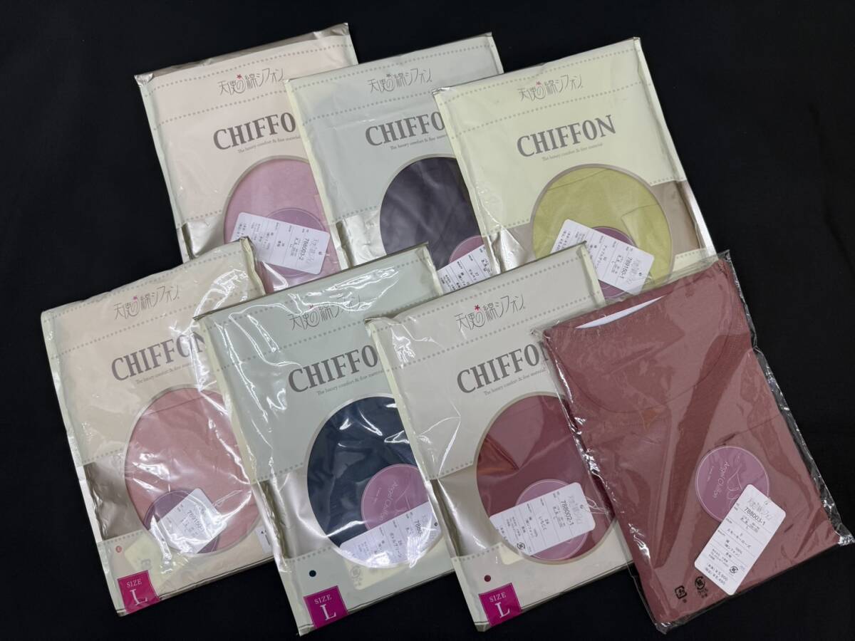 未使用保管品 おまとめ7點(diǎn) 天使の綿シフォン 長(zhǎng)袖 綿100％ サイズM1枚/L5枚/LL1枚 レディース 婦人服 WA293