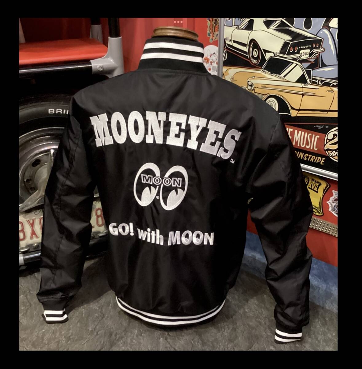 ムーンアイズ★新品★ジャケット★OMJ-044【LL】スタジャン★ホットロッド★アメリカンロングリバー55★バイク★オリオンエース★mooneyes