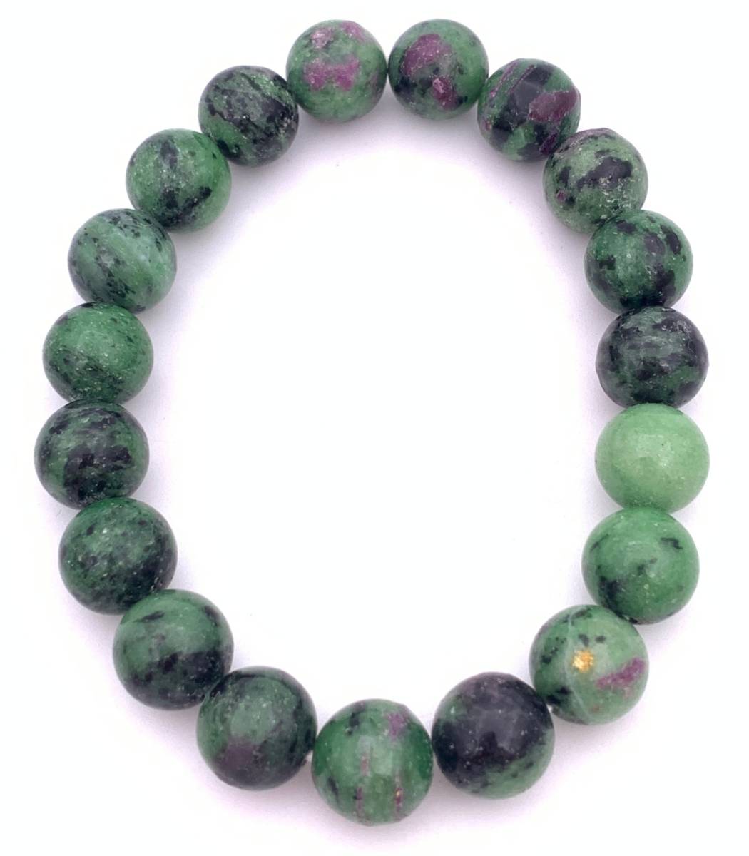 天然石ルビーゾイサイト10mm玉のブレスレット_画像2