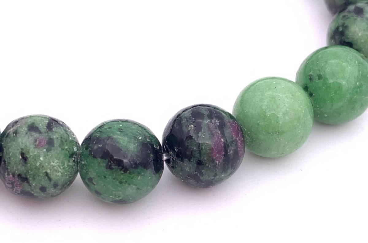 天然石ルビーゾイサイト10mm玉のブレスレット_画像4