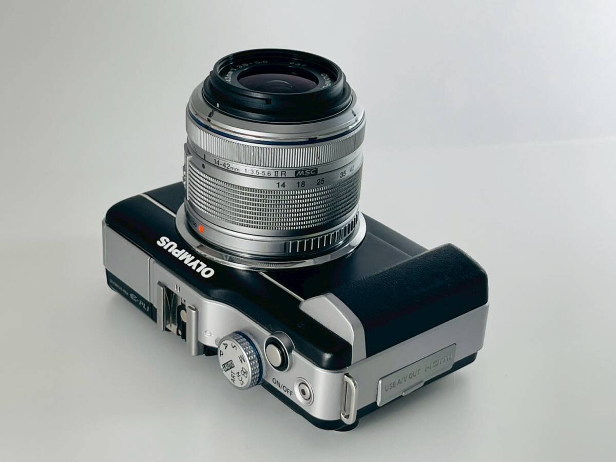 ★訳あり実用品★ オリンパス OLYMPUS E-PL1 ボディ 14-42mm F3.5-5.6 II R MSC / LH-40 ★シャッターOK! #A025