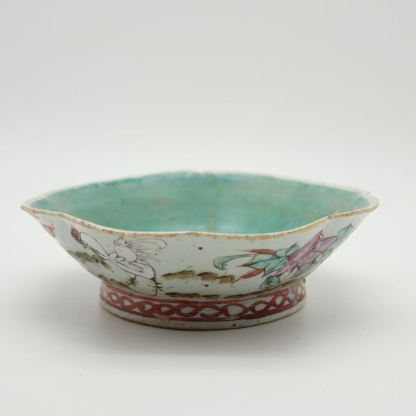 Ci7503 粉彩 絵皿 鶏 中鉢 直径約21cm 朝鮮美術 中国 古玩 古美術 年代物 古道具_画像1