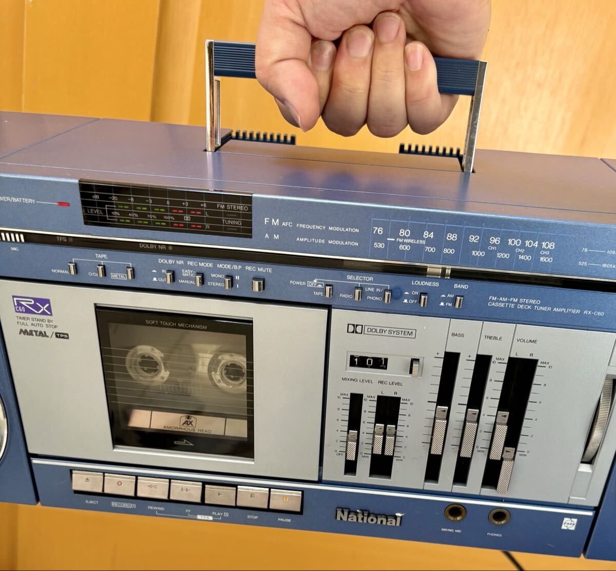 National ナショナル RX-C60 昭和レトロ ラジカセ 青 ブルー 80年代 オーディオ 1982年 グッドデザイン受賞品 ラジオ カセットデッキ