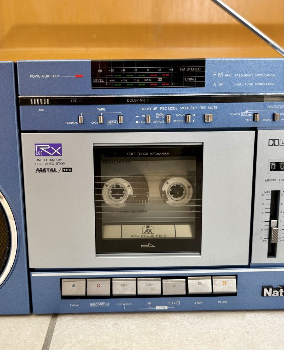 National ナショナル RX-C60 昭和レトロ ラジカセ 青 ブルー 80年代 オーディオ 1982年 グッドデザイン受賞品 ラジオ カセットデッキ