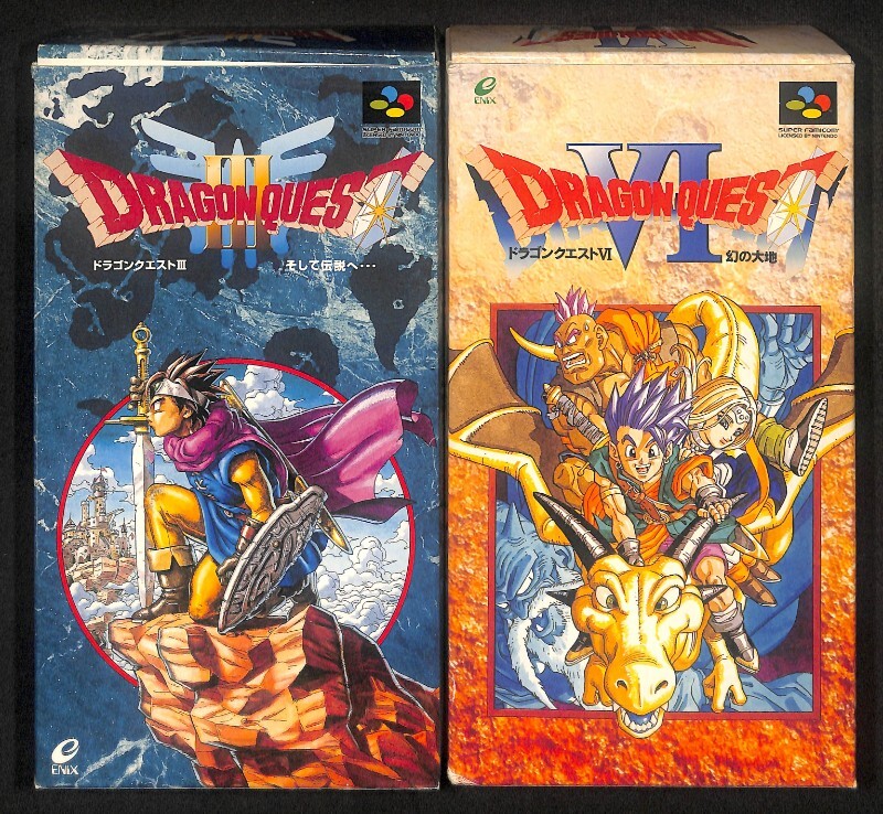 ★SFC ドラクエ ドラゴンクエスト 3 6 2本 セット 元箱付★0983 動作品 端子清掃済 取説 はがき付 スーパーファミコン スーファミ レトロ_画像1