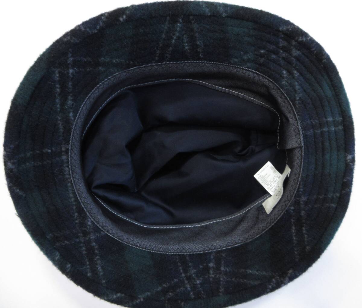 【CA4LA】カシラ◆チェック柄 ウールハット 日本製◆グリーン×ネイビー_画像6