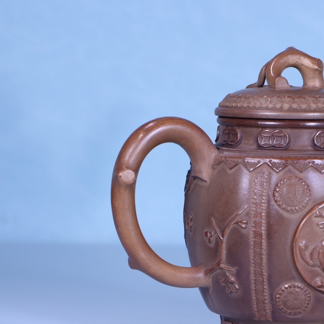 【安】清時代 邵瑞元制 歳寒三友紋茶壺 宜興紫砂 ?；?朱泥急須 煎茶道具 茶壷 古美味 古董品 時代物 289