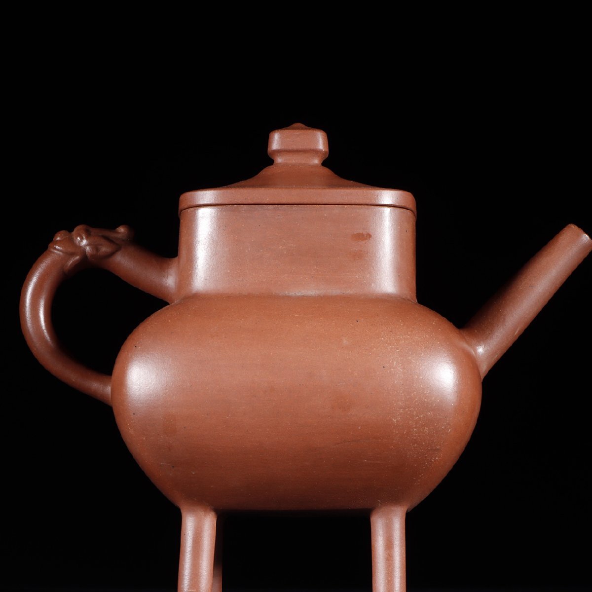 【安】明時代 陳用卿制 四足四方茶壺 宜興紫砂 ?；?朱泥急須 煎茶道具 茶壷 古美味 古董品 時代物 348