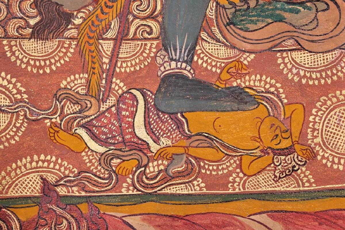 中国書画 『仏教古美術・明・高僧絵師作・十輪金剛仏像タンカ』本革