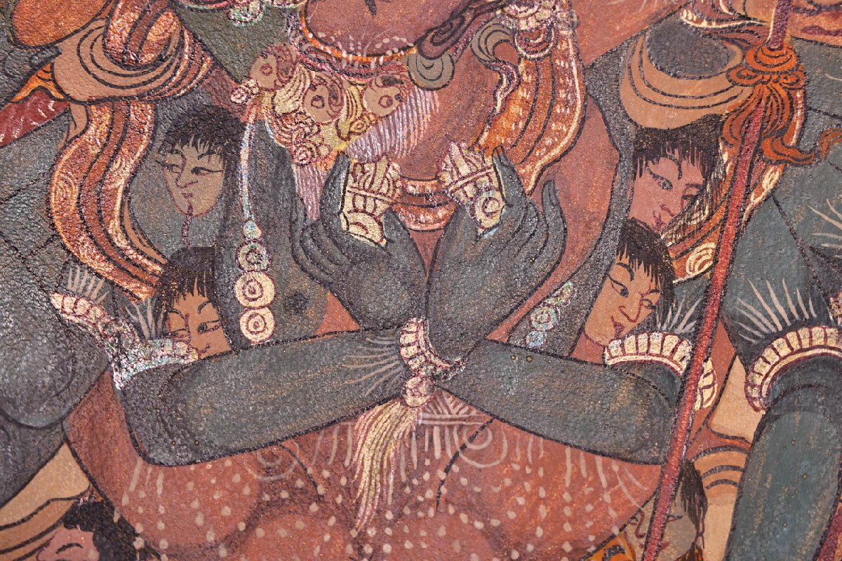 中国書画 『仏教古美術・明・高僧絵師作・十輪金剛仏像タンカ』本革